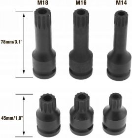 Rázové klíče násady utahováky 1/2 "SPLINE M14-M18 6 KS v08054 Votfal