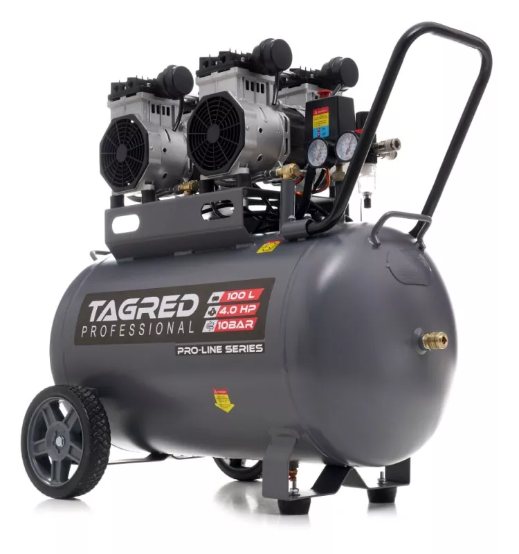 Bezolejový kompresor s odlučovačem Tagred TA3387,100l, 230V, 4 písty, 4000W | 10 BAR