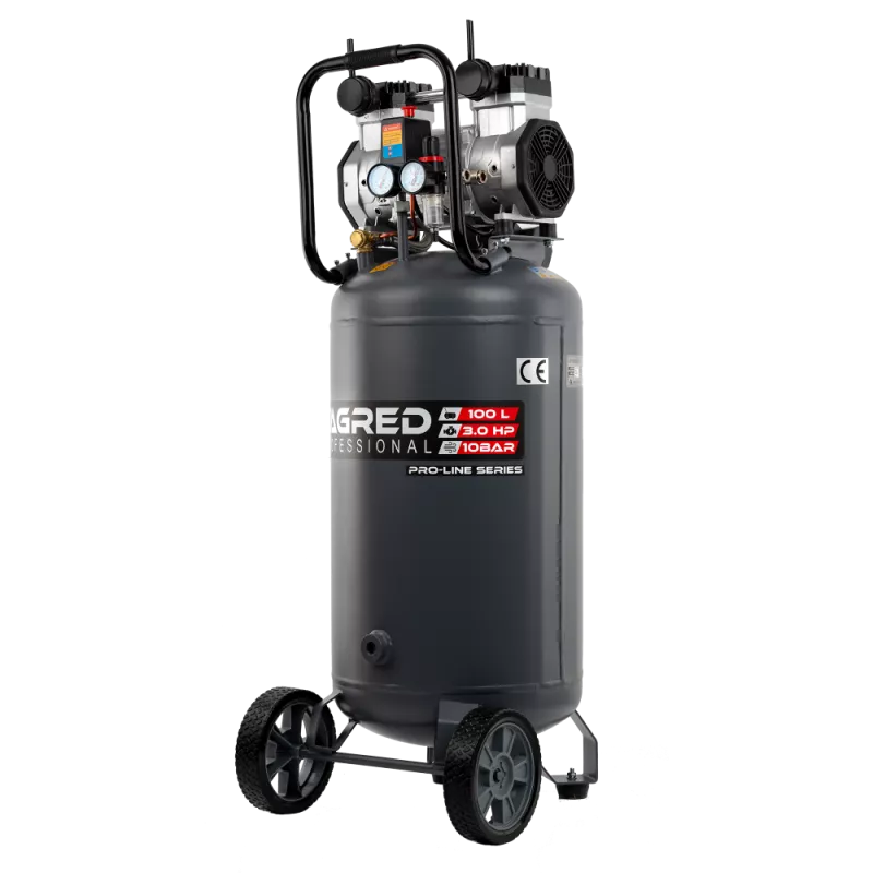Bezolejový vertikální kompresor s odlučovačem Tagred TA3397 100l, 230V, 2 písty, 3000W | 10 BAR