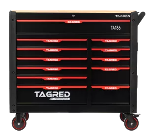 Dílenský vozík s nářadím,691 ks, velký, 12 zásuvek, dřevěná deska TA186
