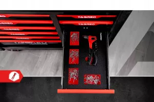 Dílenský vozík s nářadím,691 ks, velký, 12 zásuvek, dřevěná deska TA186