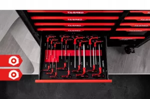 Dílenský vozík s nářadím,691 ks, velký, 12 zásuvek, dřevěná deska TA186