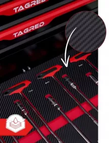 Dílenský vozík s nářadím,691 ks, velký, 12 zásuvek, dřevěná deska TA186