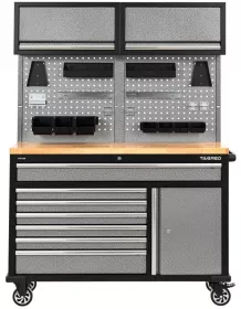  Dílenský vozík Tagred velký, prázdný,7 zásuvek, dřevěná odkládací plochaplocha TA189