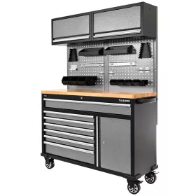 Dílenský vozík Tagred velký, prázdný,7 zásuvek, dřevěná odkládací plochaplocha TA189