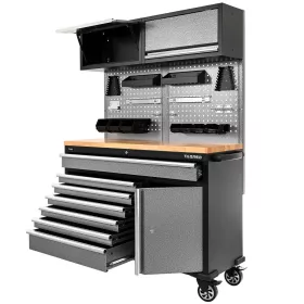 Dílenský vozík Tagred velký, prázdný,7 zásuvek, dřevěná odkládací plochaplocha TA189