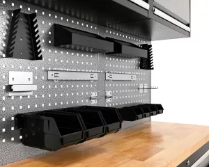 Dílenský vozík Tagred velký, prázdný,7 zásuvek, dřevěná odkládací plochaplocha TA189