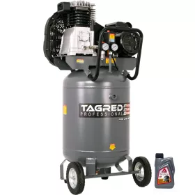 Profesionální vertikální olejový kompresor TAGRED PRO-LINE 100L ,230V / 2,6 kW, 2 písty s odlučovačem 10 barů TA3401