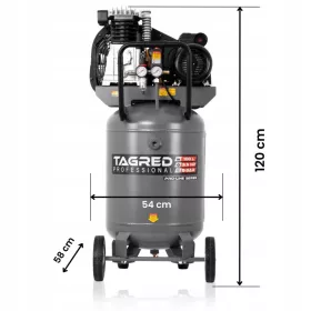 Profesionální vertikální olejový kompresor TAGRED PRO-LINE 100L ,230V / 2,6 kW, 2 písty s odlučovačem 10 barů TA3401