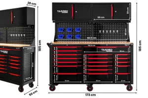 TAGRED TA197, 2v1 Dílenský vozík a sestava – regál a skříňka do dílny a garáže