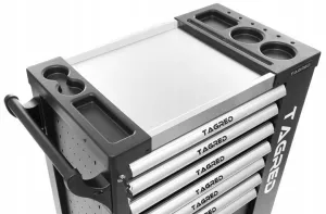 Vozík dílenský na nářadí, 7 zásuvek, černý, prázdný,ocelová deska TA213