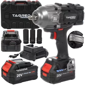 Bezuhlíkový akumulátorový rázový utahovák 1/2" | 2x 20V 4Ah 1898Nm TAGRED TA8000,