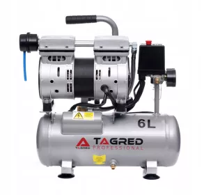 Bezolejový dvoupístový kompresor, 6l kompresor TAGRED TA302 550W R2 Bezolejový dvoupístový kompresor, 6l kompresor TAGRED TA302 550W R2