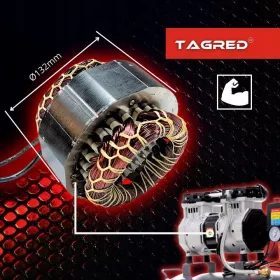 Bezolejový dvoupístový kompresor, 6l kompresor TAGRED TA302 550W R2 Bezolejový dvoupístový kompresor, 6l kompresor TAGRED TA302 550W R2
