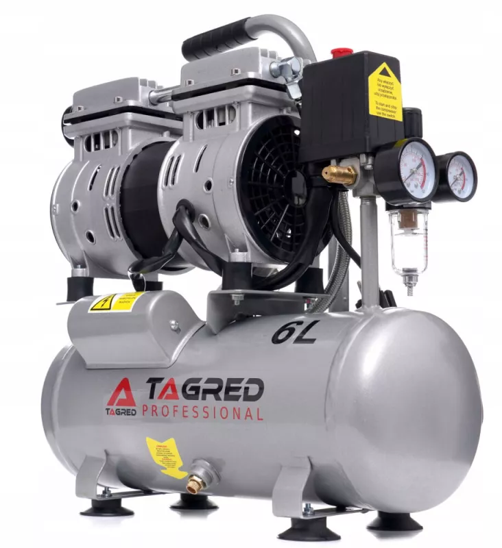 Bezolejový dvoupístový kompresor, 6l kompresor TAGRED TA302 550W R2
