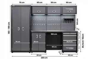 DÍLENSKÁ NÁBYTKOVÁ SESTAVA Tagred TA1973 260cm s LED osvětlením DÍLENSKÁ NÁBYTKOVÁ SESTAVA Tagred TA1973 260cm s LED osvětlením