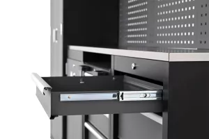 Dílenská nábytková sestava Tagred TA1981 260 cm s pracovní nerezovou deskou INOX 3D a LED osvětlením