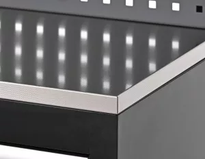 Dílenská nábytková sestava Tagred TA1981 260 cm s pracovní nerezovou deskou INOX 3D a LED osvětlením