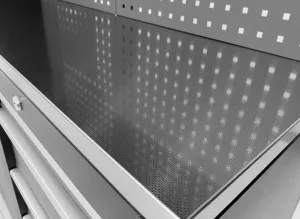 Dílenská nábytková sestava Tagred TA1981 260 cm s pracovní nerezovou deskou INOX 3D a LED osvětlením